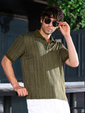 Campus Sutra Crevice-Jacquard Polo T-Shirt