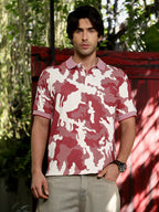 Campus Sutra Camou-Jacquard Polo T-Shirt