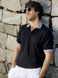 Campus Sutra Contrast-Ribbed Polo T-Shirt