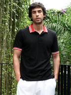 Campus Sutra Contrast Vine-Tactile Polo T-Shirt