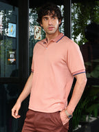 Campus Sutra Contrast-Lined Ribbed Polo T-Shirt