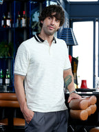 Campus Sutra Contrast Swirl-Tactile Polo T-Shirt