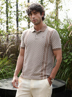 Campus Sutra Gradient-Geometric Jacquard Polo T-Shirt