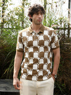 Campus Sutra Blob-Geometric Jacquard Polo T-Shirt
