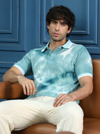 Campus Sutra Dye-Geometric Jacquard Polo T-Shirt