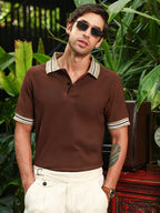 Campus Sutra Men's Brown Tipped Collar Regular Fit Polo T-Shirt
