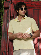 Campus Sutra Abstract-Jacquard Polo T-Shirt
