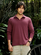 Campus Sutra Solid Ribbed Polo T-Shirt