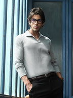 Campus Sutra Solid Ribbed Polo T-Shirt