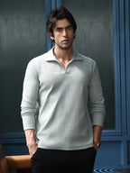 Campus Sutra Solid Ribbed Polo T-Shirt
