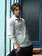 Campus Sutra Solid Ribbed Polo T-Shirt