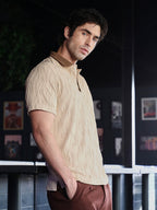 Campus Sutra Swirl-Jacquard Polo T-Shirt