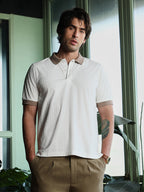 Campus Sutra Basket-Jacquard Polo T-Shirt