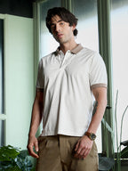 Campus Sutra Basket-Jacquard Polo T-Shirt