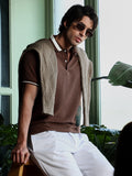 Campus Sutra Cuboid-Jacquard Polo T-Shirt