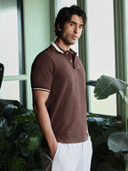 Campus Sutra Cuboid-Jacquard Polo T-Shirt