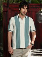 Campus Sutra Awning-Jacquard Polo T-Shirt