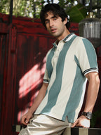 Campus Sutra Awning-Jacquard Polo T-Shirt