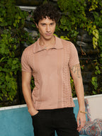 Campus Sutra Block-Textured Polo T-Shirt
