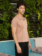 Campus Sutra Block-Textured Polo T-Shirt