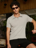 Campus Sutra Brick-Textured Polo T-Shirt