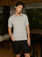 Campus Sutra Brick-Textured Polo T-Shirt