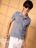 Campus Sutra Block-Textured Polo T-Shirt