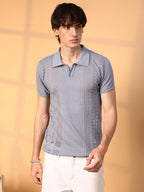 Campus Sutra Block-Textured Polo T-Shirt