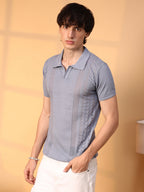 Campus Sutra Block-Textured Polo T-Shirt