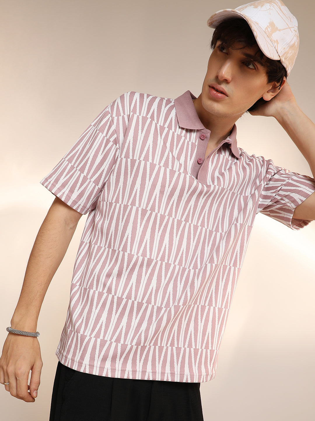 Campus Sutra Veined Polo T-Shirt