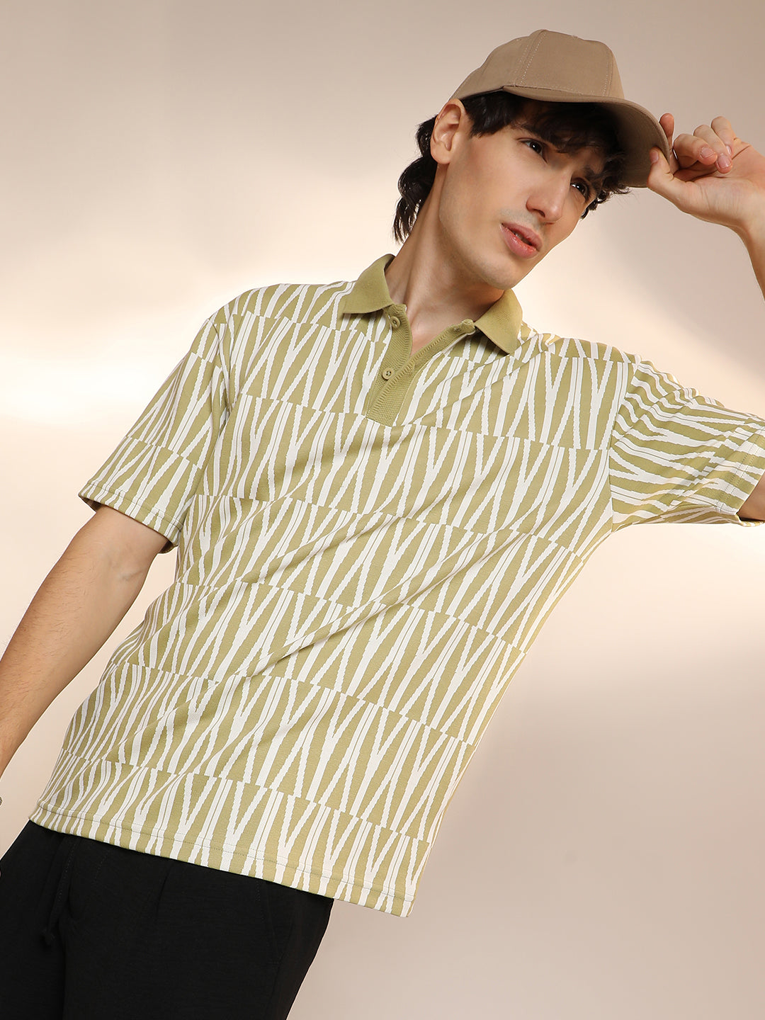 Campus Sutra Veined Polo T-Shirt