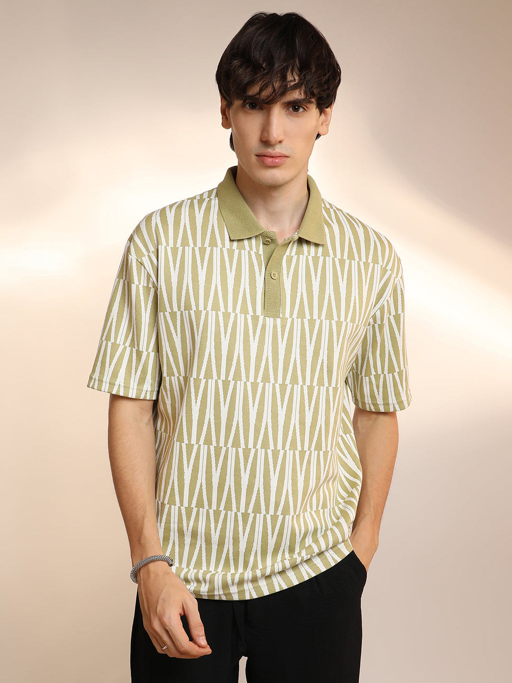 Campus Sutra Veined Polo T-Shirt