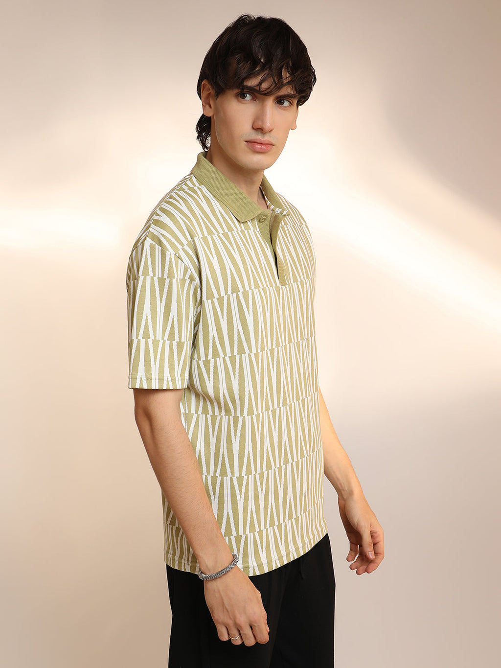 Campus Sutra Veined Polo T-Shirt