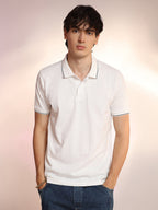 Campus Sutra Lined-Knit Polo T-Shirt