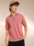 Campus Sutra Micro-Waffle Polo T-Shirt