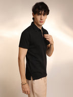 Campus Sutra Ribbed Polo T-Shirt