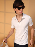 Campus Sutra Intertwine-Textured Polo T-Shirt