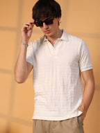 Campus Sutra Weave-Textured Polo T-Shirt