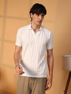Campus Sutra Weave-Textured Polo T-Shirt