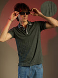 Campus Sutra Weave-Textured Polo T-Shirt