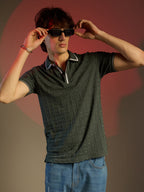 Campus Sutra Weave-Textured Polo T-Shirt
