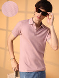 Campus Sutra Interweave-Textured Polo T-Shirt