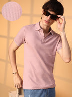 Campus Sutra Interweave-Textured Polo T-Shirt