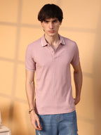 Campus Sutra Interweave-Textured Polo T-Shirt