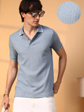Campus Sutra Interweave-Textured Polo T-Shirt