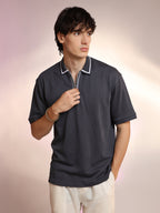 Campus Sutra Micro-Waffle Polo T-Shirt