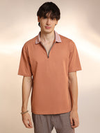 Campus Sutra Solid Oversized Polo T-Shirt