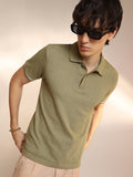 Campus Sutra Textured Polo T-Shirt