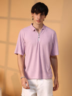 Campus Sutra Ribbed Oversized Polo T-Shirt