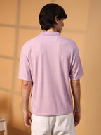 Campus Sutra Ribbed Oversized Polo T-Shirt